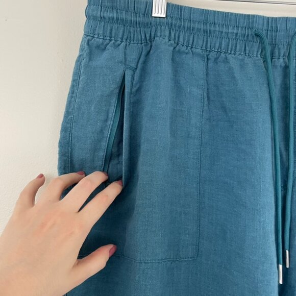 Athleta Retreat Linen High Rise Wide Leg Pants Borealis Green Size 18 - Picture 5 of 7